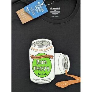 Brooks Distance Graphic Tee Shirt Black Run Hoppy Beer Can‎ Deschutes Brewery M